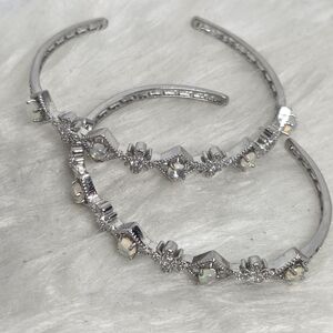 1 Opal Celestial Open Cuff Bracelet ✨ Silver Tone Star & Geometric Opal Jewelry